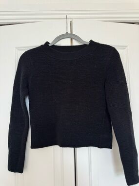 Club Monaco Black Ribbed Knit Crewneck Sweater